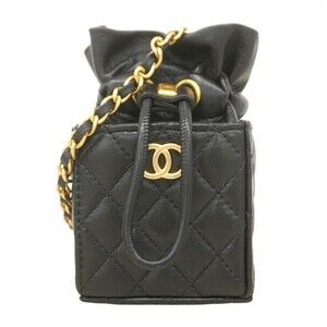 Chanel Matelasse Shoulder Bag with Chain Bag, Lambskin, Black, Women's